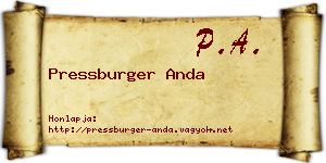 Pressburger Anda névjegykártya